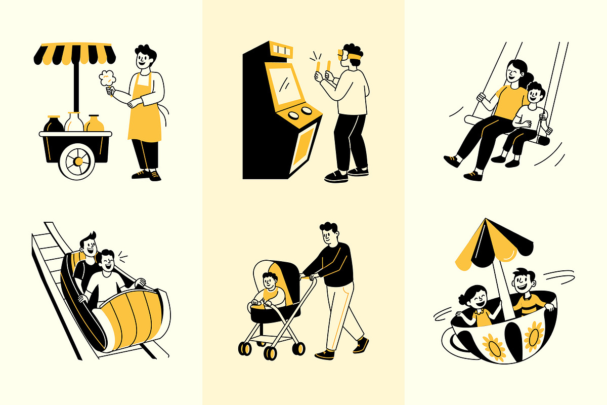 Animated Amusement Park Drawing Set, a Solid Icon by Vectors Market (Photo 4 of 5)
