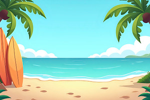 Illustrate a cool summer beach with, a Photo by LOGOCREATIVE