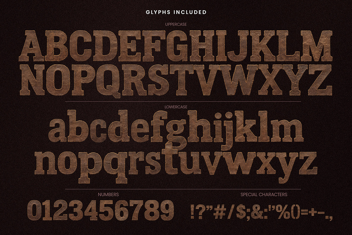 Rustic Buck - Western Leather Font, a Slab Serif Font by AndrewPixelType