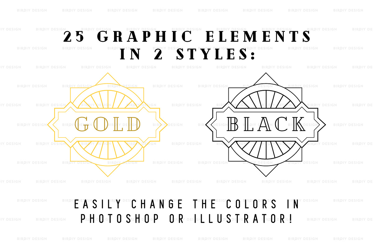 Art Deco Graphics & Patterns set, an Object Graphic by BirDIY Design (Photo 3 of 10)