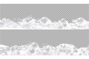 Realistic white soap foam borders