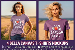 Purple T-shirt Fashion Model Mockup