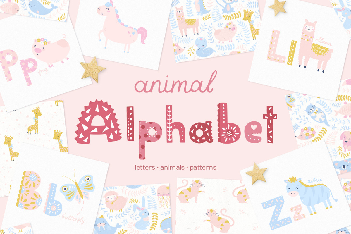 Animal Alphabet & cute baby patterns, a Pattern Graphic by Inna Moreva (Photo 1 of 9)