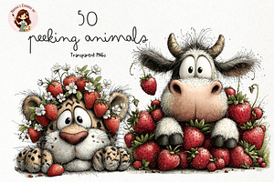 Peeking Animals Watercolor Clipart, an Animal Illustration by Nicolle's Colorful Art