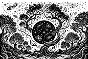 50 Mystical Galaxy Forest Silhouette, a Technology Illustration by Amazin_art (Thumbnail 29 of 33)