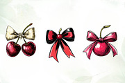 Watercolor Coquette Cherries Bow, an Illustration by CreationArt (Thumbnail 5 of 5)