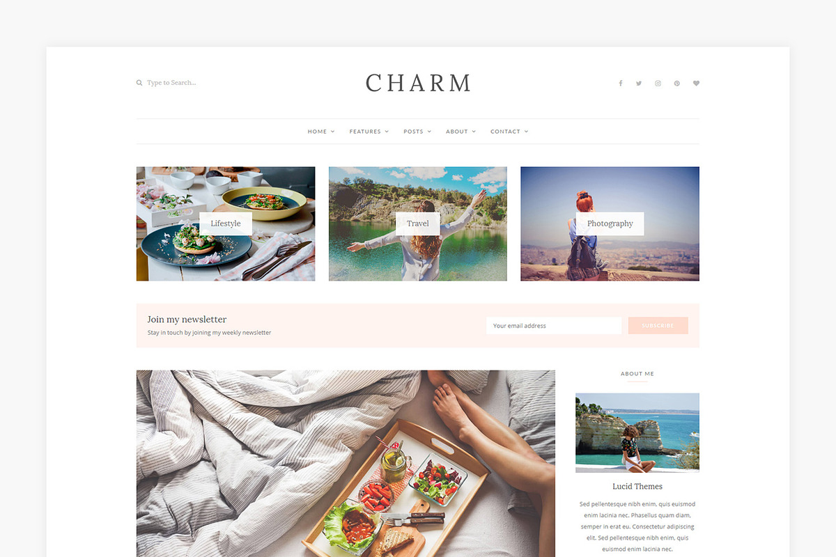 Charm - WordPress Blog Theme, a WordPress Template by Lucid Themes (Photo 4 of 10)