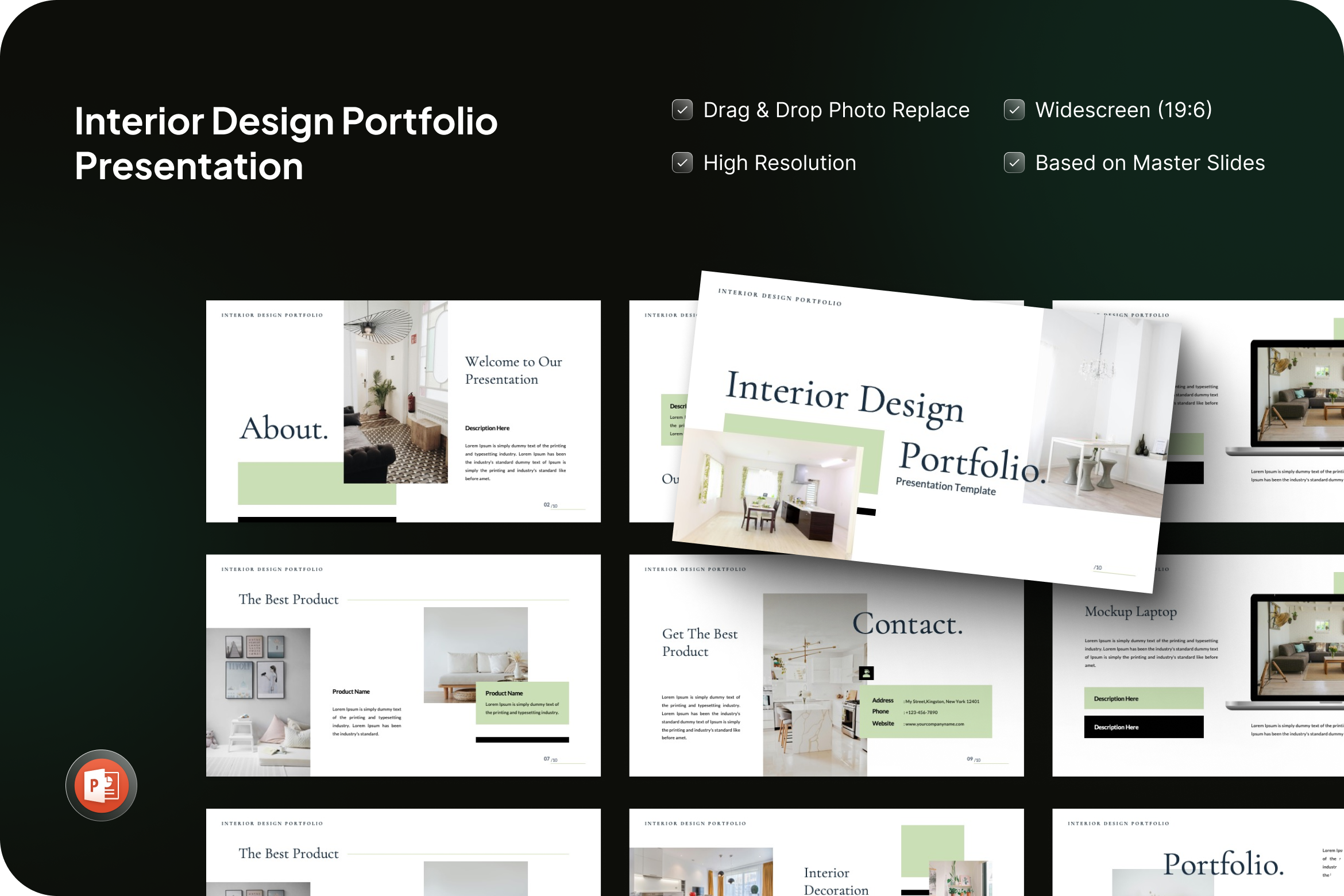 Interior Design Portfolio Powerpoint, a Presentation Template by SquidPixey
