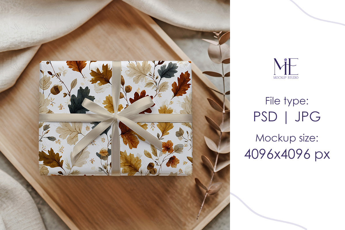 Wrapping Paper Gift Box Mockup PSD, a Packaging Mockup by Mie Mockup Studio (Photo 5 of 7)