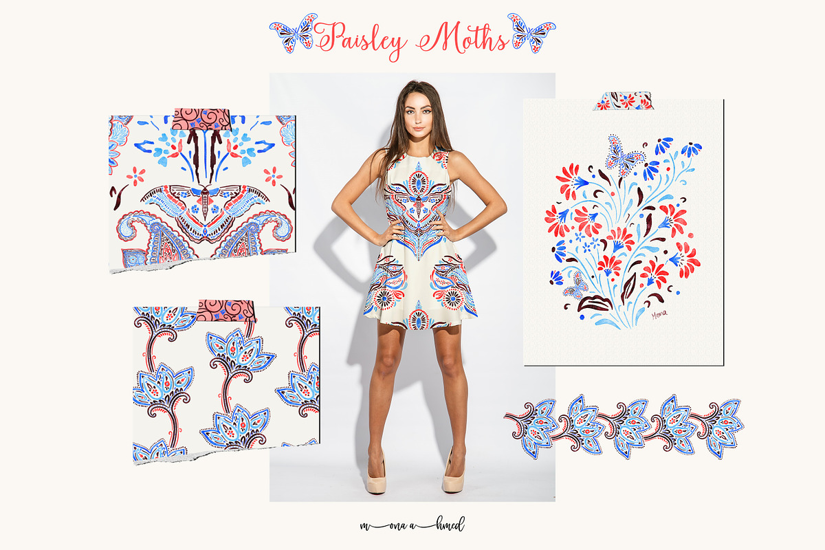 Paisley Moths collection, a Pattern Graphic by Mona Ahmed (Photo 4 of 11)