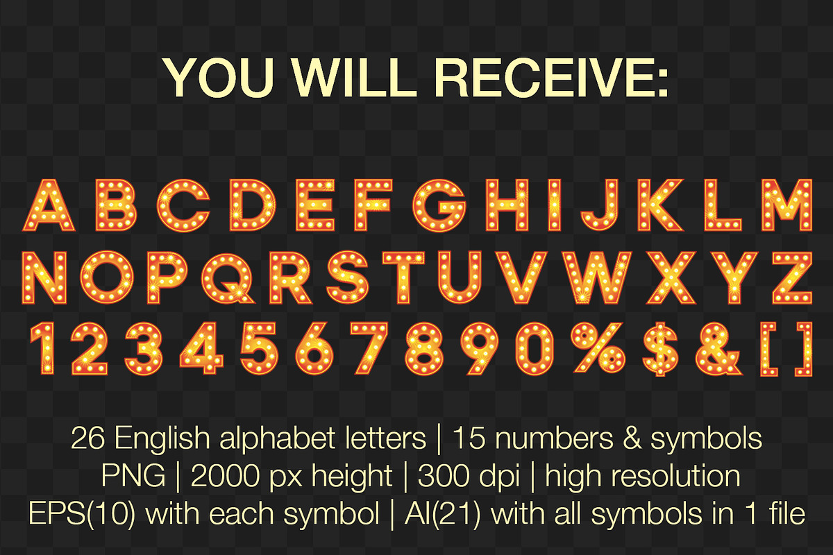 Bright retro alphabet font PNG EPS, an Object Graphic by MariiaVD (Photo 5 of 6)