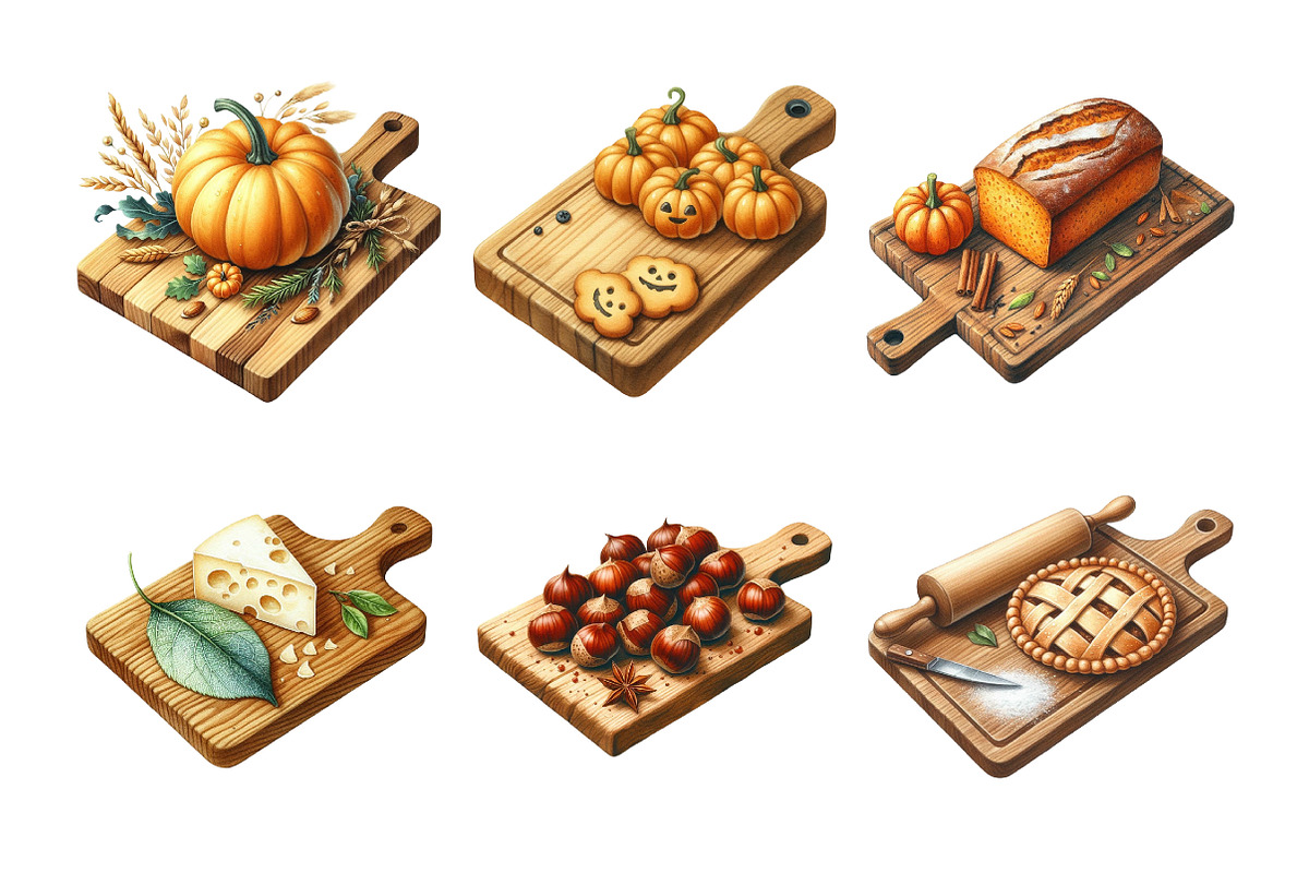 Autumn Cutting Board Clipart Bundle, an Illustration by Daily.Designs (Photo 2 of 5)
