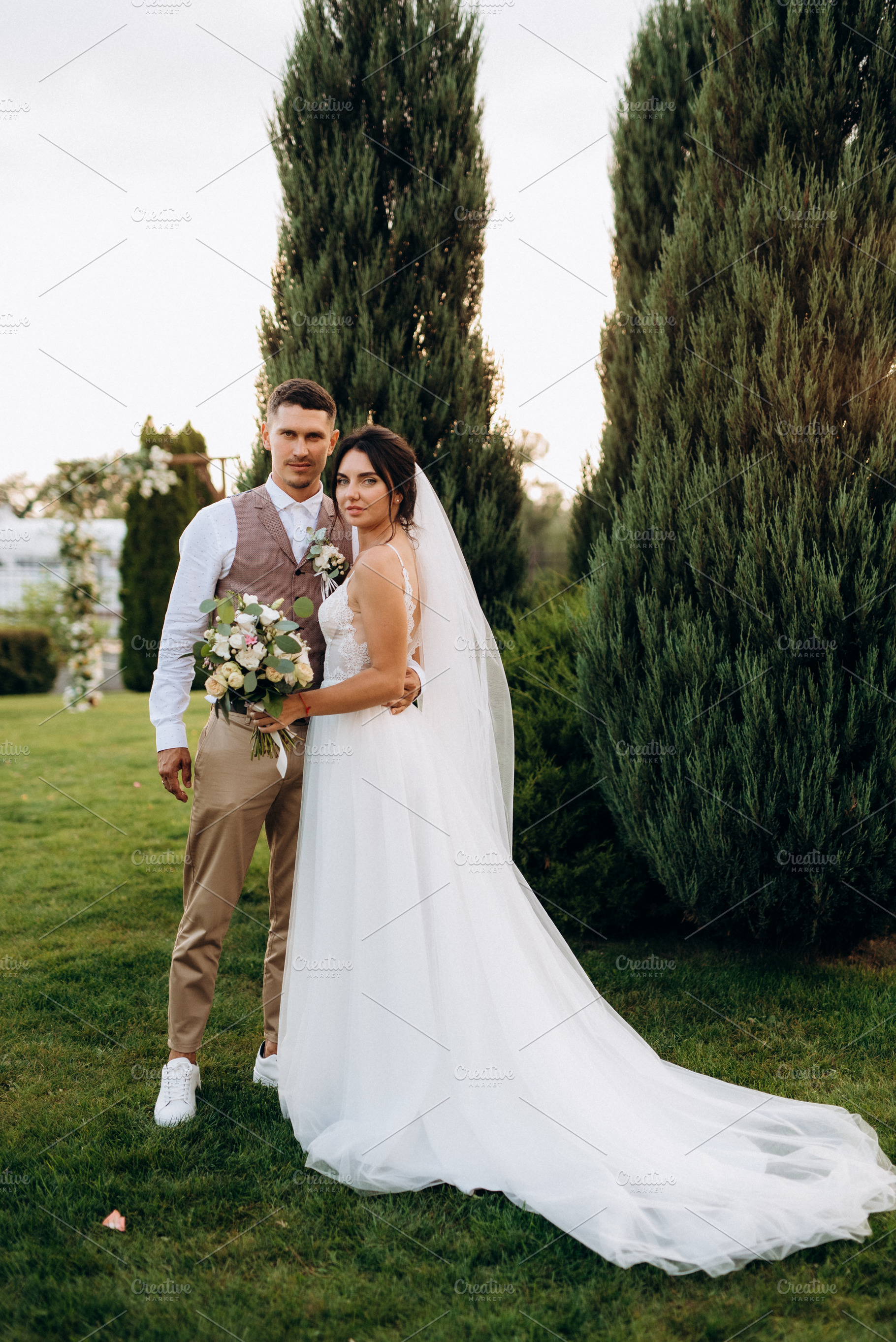 bride girl and groom near the river, a Photo by Weddings, People, Travel