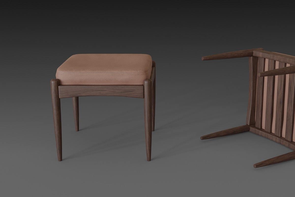 Chair with brown leather pillow, a Furniture 3D Model by NojskaAksjon (Photo 18 of 20)