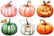 Watercolor Fall Pumpkin Clipart, an Illustration by Craft Nest (Thumbnail 2 of 6)