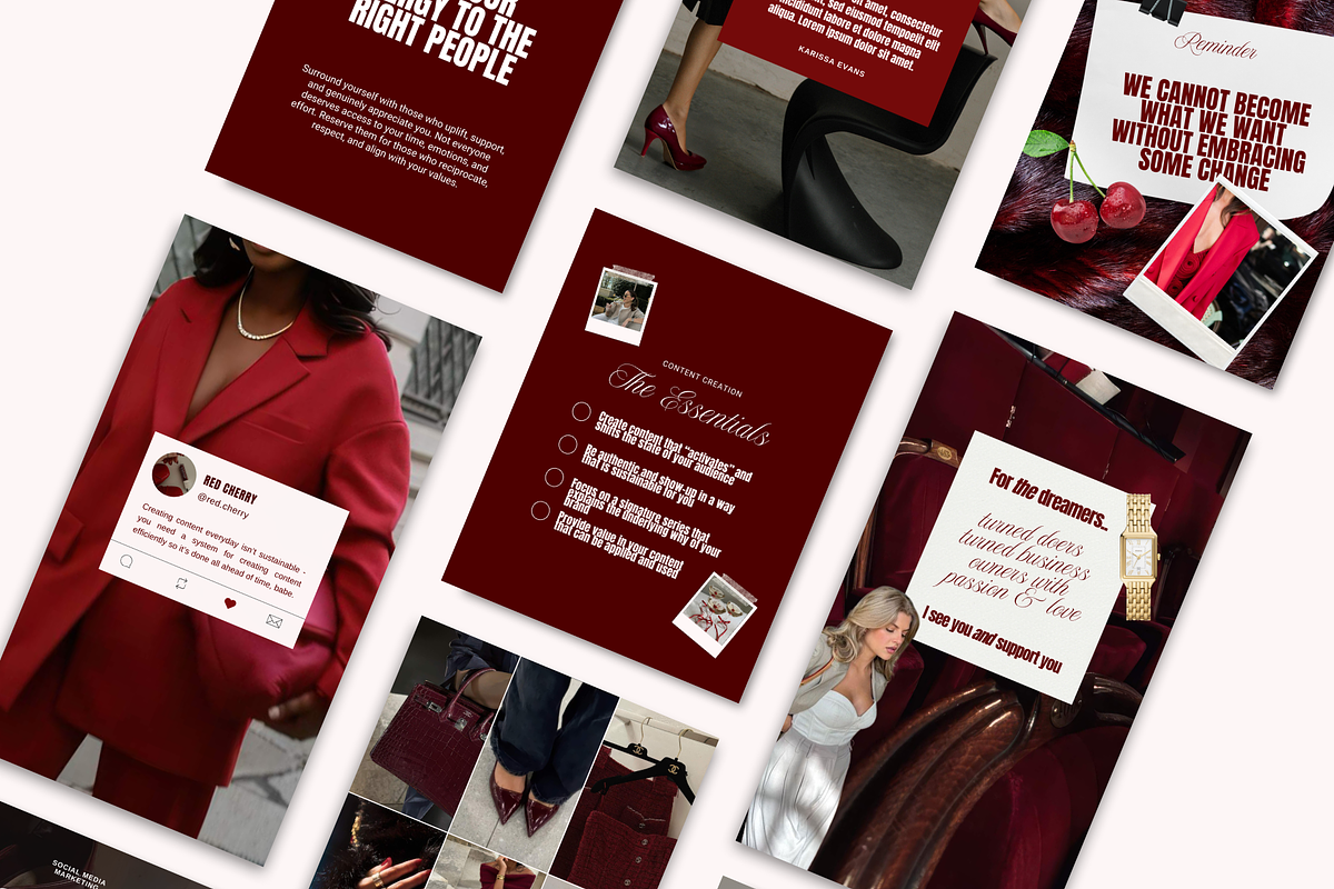 CHERRY Canva Social Media Templates, a Social Media Template by thebusinessoutfit (Photo 8 of 20)