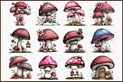 Watercolor Whimsical Mushroom Clipar, an Illustration by Sublimation Artist (Thumbnail 3 of 6)