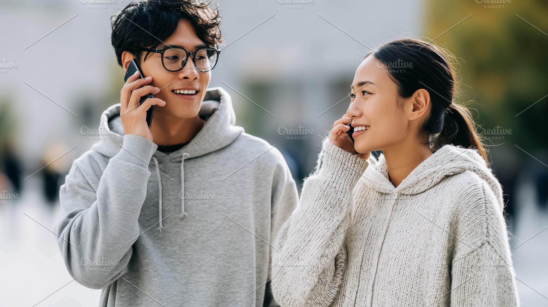 Young asian man and woman in casual, a Person Photo by MistyDay
