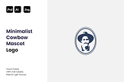 Minimalist Cowbow Mascot Logo, a Branding & Logo Template by Luxury Logos (Thumbnail 1 of 4)