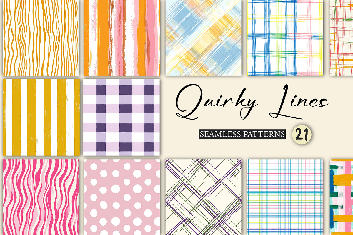 Quirky Lines Seamless Patterns, a Pattern Graphic by Libby Wishes (Photo 1 of 6)