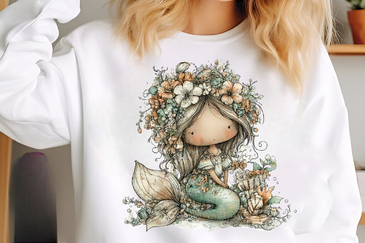 Whimsical summer mermaid clipart, an Illustration by SinaCreation (Photo 5 of 11)