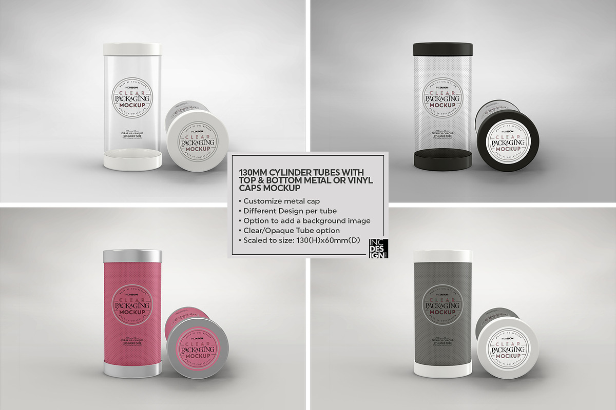 130mm Cylinder Tube Packaging Mockup, a Cups & Container Mockup by INCDesign (Photo 5 of 15)