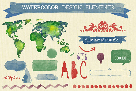 Watercolor Design Elements preview 6