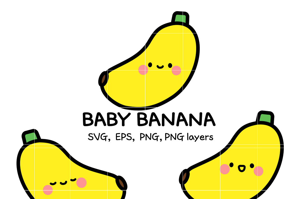 Cute Baby Banana SVG Bundle, an Illustration by TheHitShop (Photo 1 of 10)