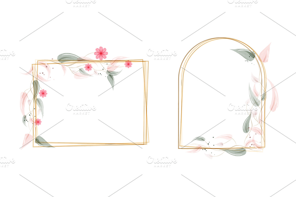 Elegant gold frames adorned with, an Illustration by okskukuruza