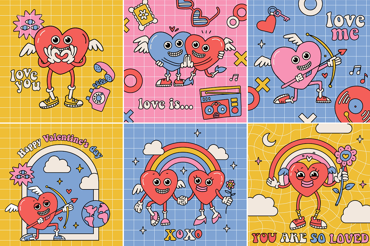 Groovy love: Valentine's day cards, a Card Template by Lana Sham (Photo 2 of 4)