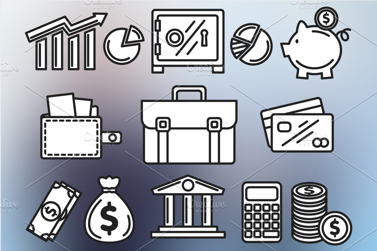 Finance Set Outlined & Colored preview 5