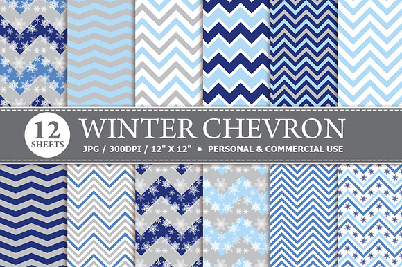 Winter Chevron Digital Paper