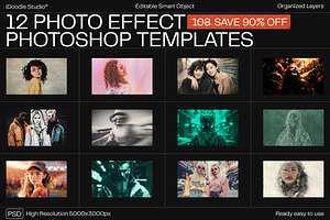 12 Photo Effect Templates, a Layer Style Add-On by iDoodle Studio