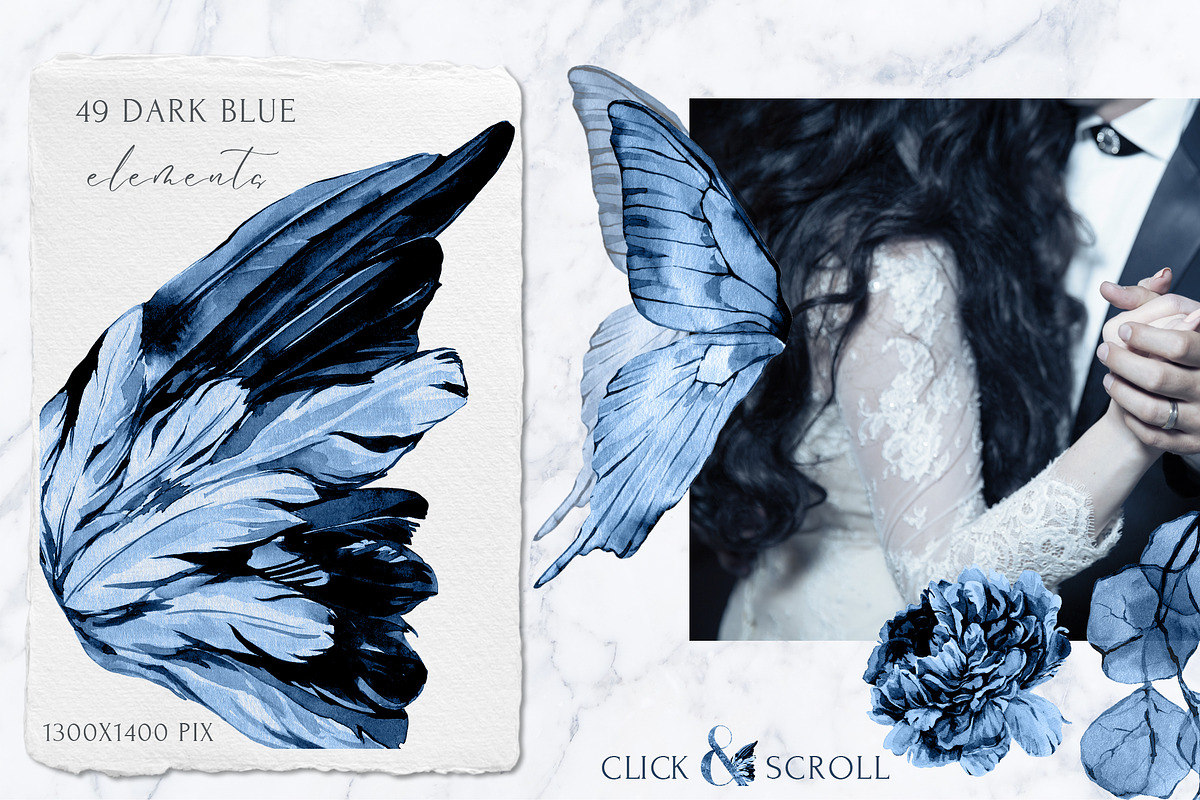 Twilight Garden Blue Watercolor Set, an Object Graphic by Cat In Colour (Photo 7 of 10)