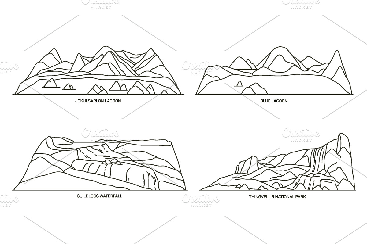 Nature sights of Island in line, an Illustration by GenziWorkshop (Photo 8 of 12)