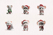Christmas Mouse Clipart Set, a Seasonal Illustration by CreationArt (Thumbnail 2 of 7)