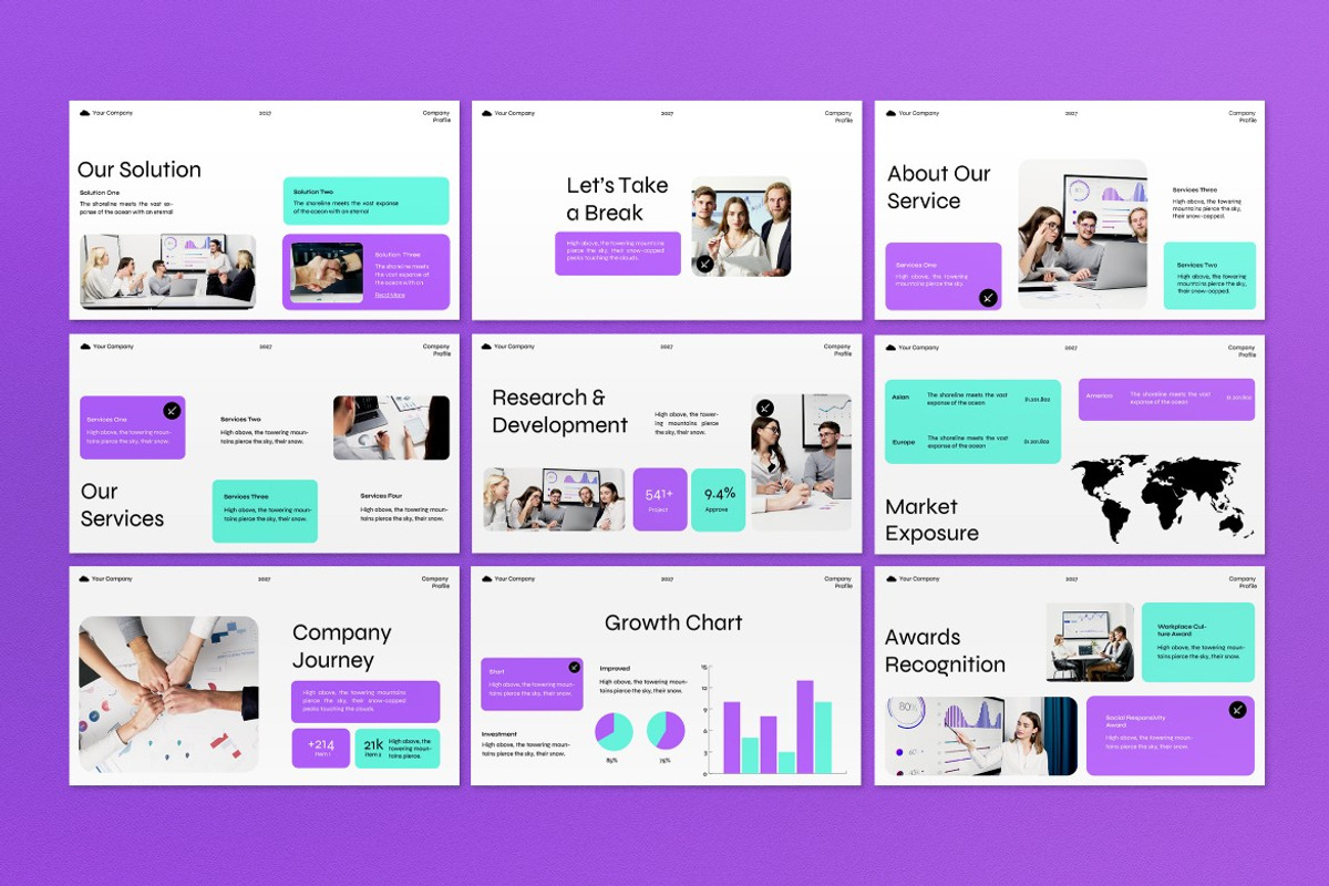 White Purple Company Profile PPT, a Presentation Template by graphicook (Photo 3 of 5)