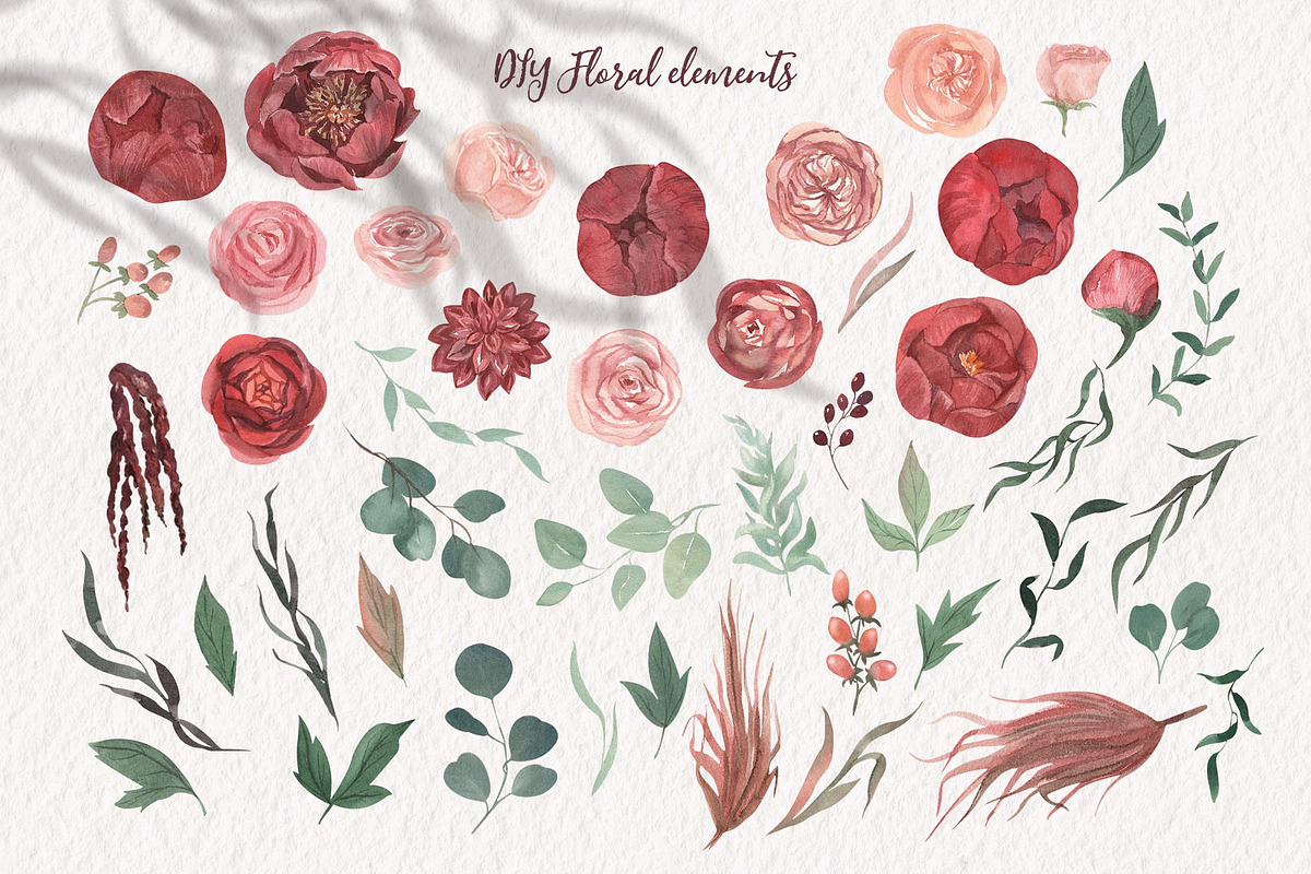 Burgundy Peonies & Blush Roses, an Illustration by Catch the Dream Art (Photo 12 of 14)