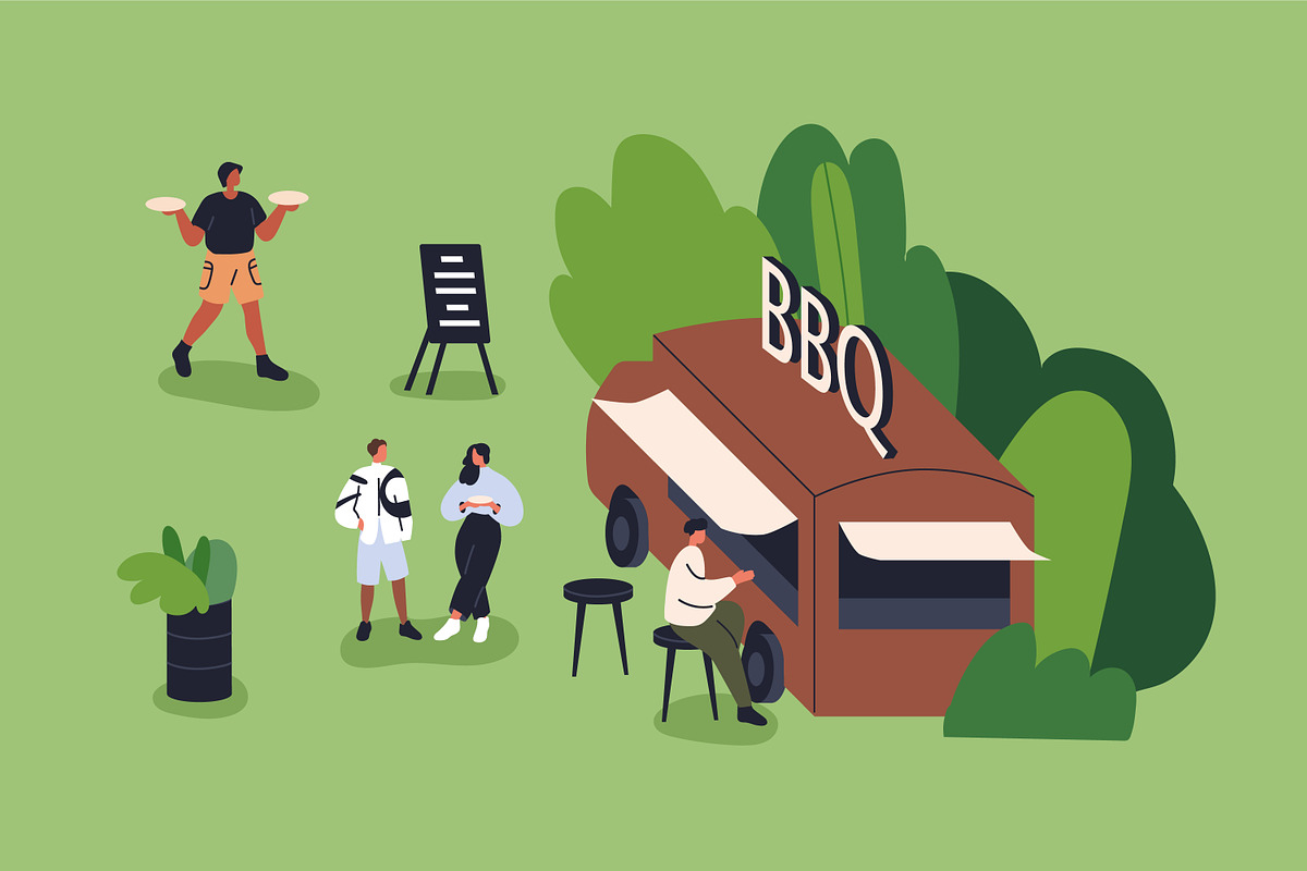 People at open-air street food fest, a Food Illustration by Good Studio (Photo 3 of 4)