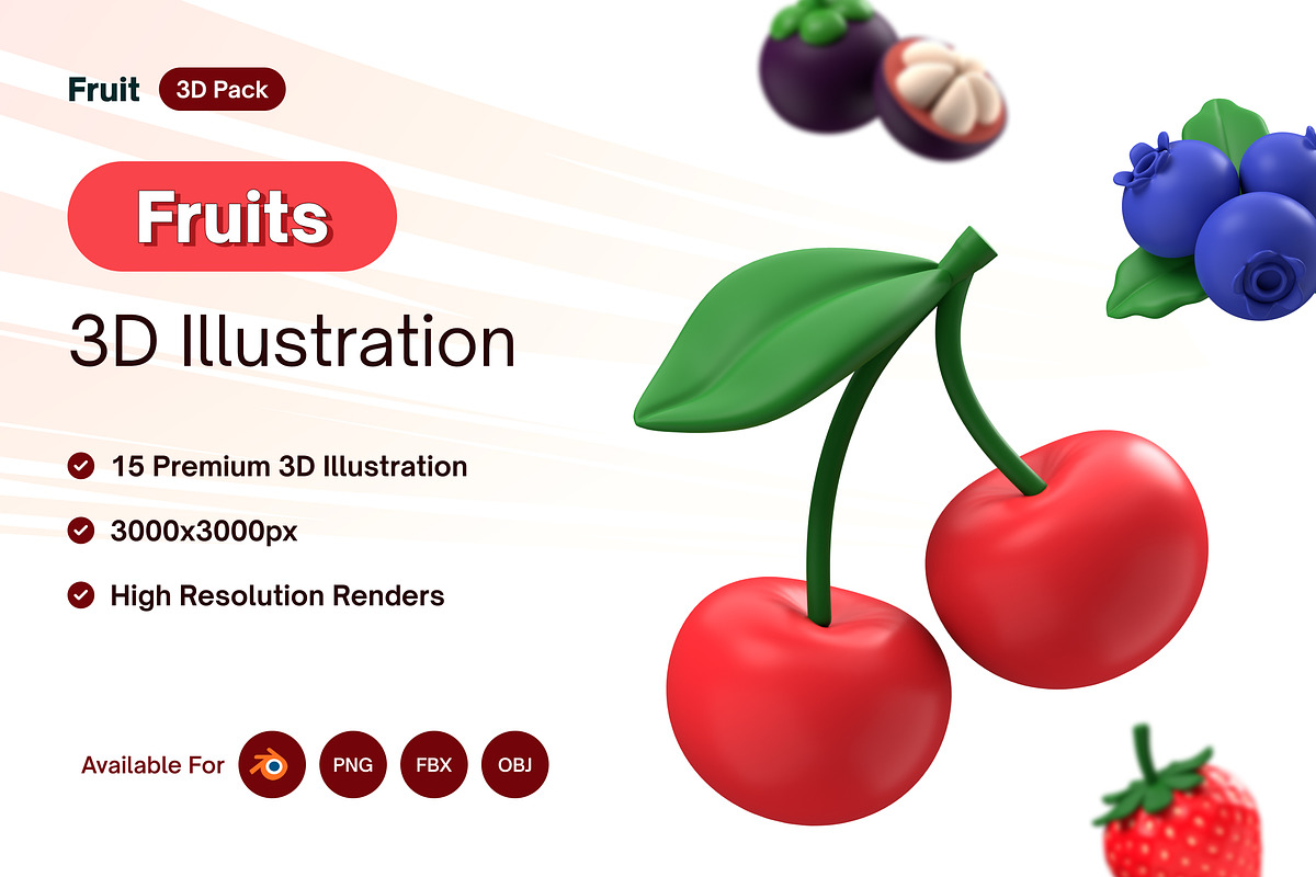 Fruits 3D Icon, a Food & Drink 3D Model by GoTemp (Photo 1 of 8)