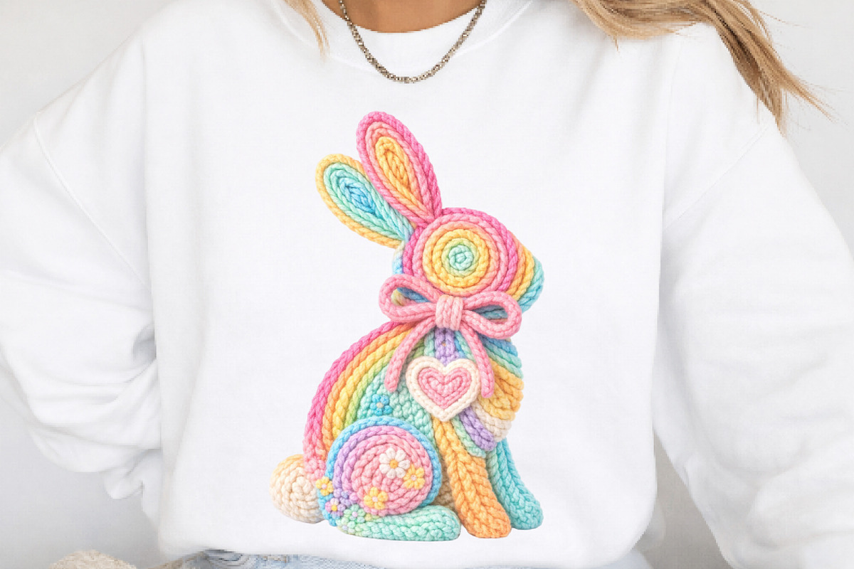 Faux Yarn Easter Bunny Png, an Illustration by Watercolor design (Photo 3 of 6)