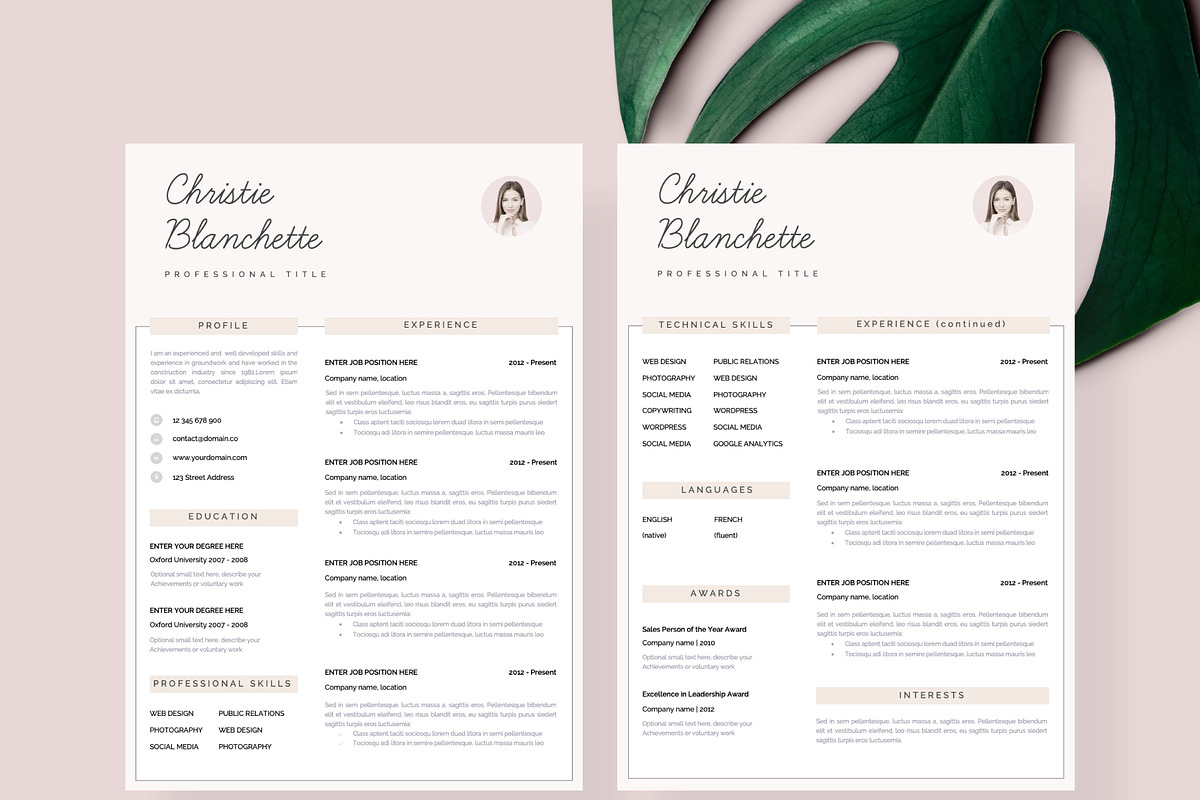 Resume Template CV 1, 2 page, a Resume Template by Resume Angels (Photo 4 of 9)