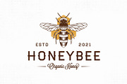 Honey Bee Vintage Vector Logo Design, a Branding & Logo Template by vectorwithin (Thumbnail 1 of 4)