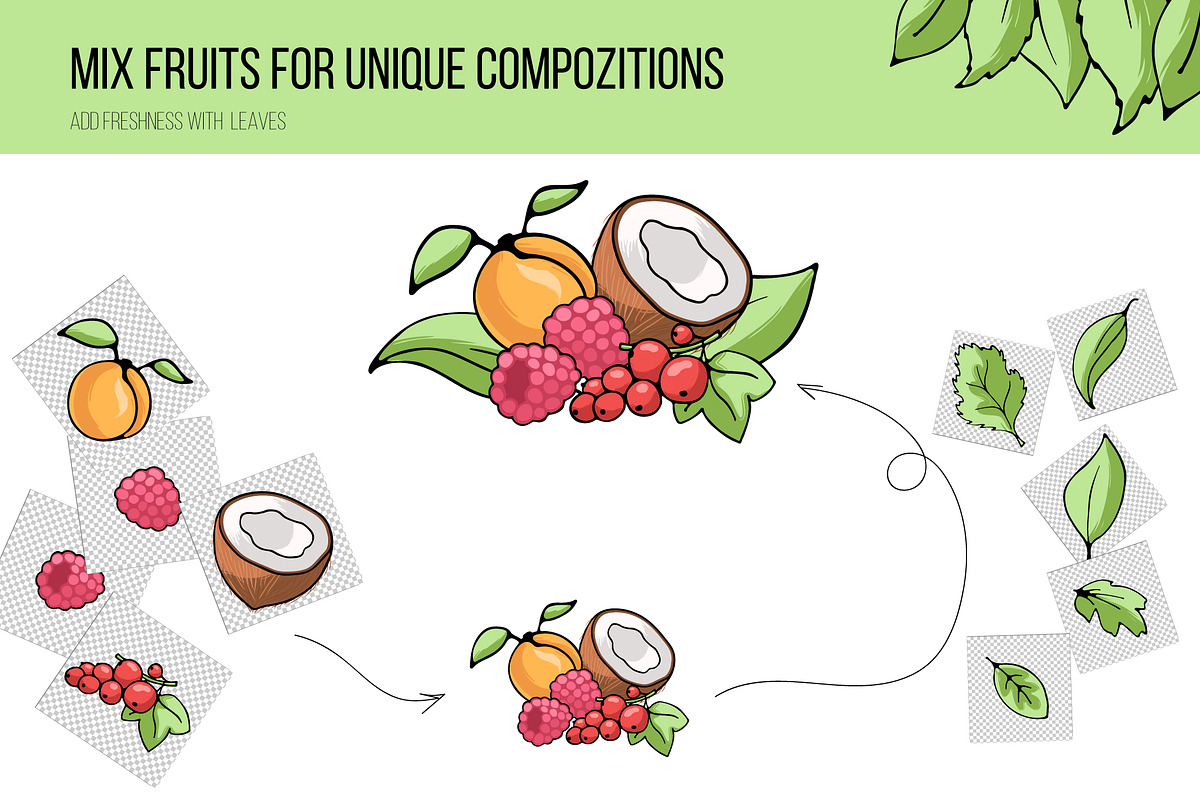 Fruit&berry clipart + label template, a Decorative Illustration by Pikovit (Photo 12 of 13)