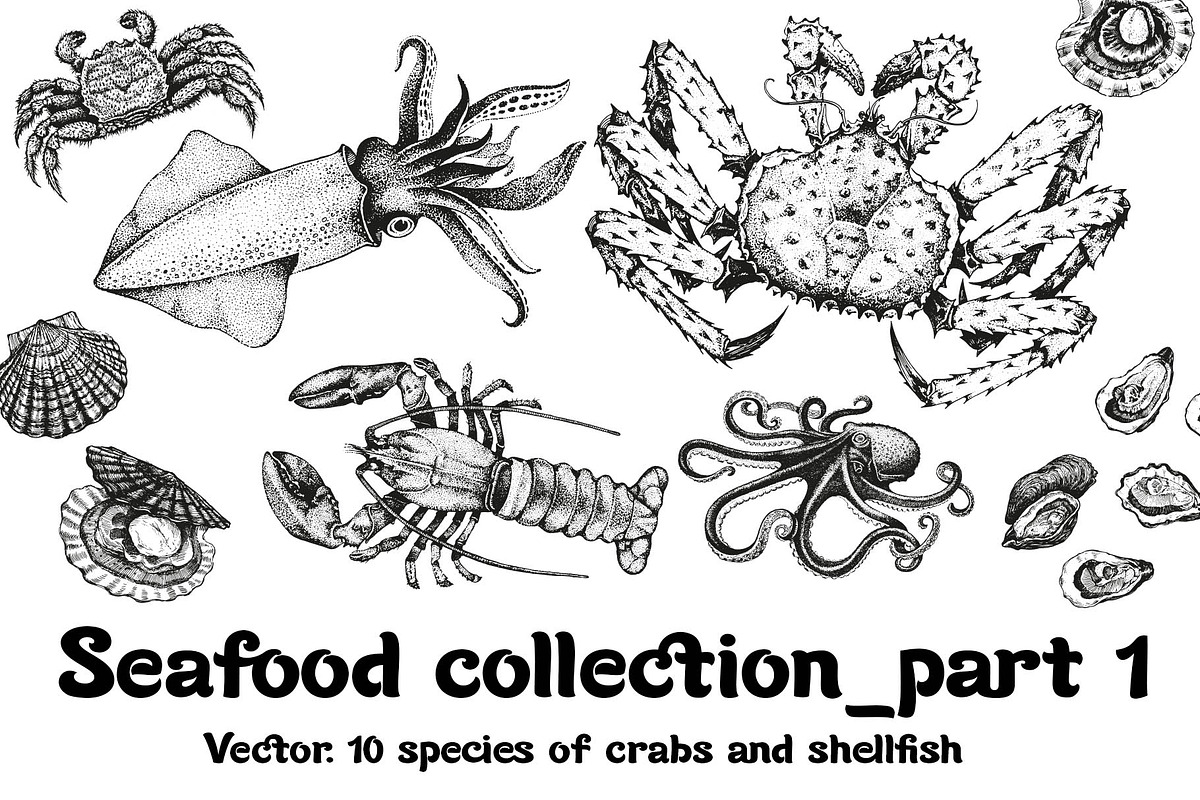 Seafood collection_part 1, a Food Illustration by ZotovShop (Photo 1 of 11)