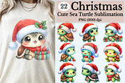 Christmas Cute Sea Turtle Clipart, an Illustration by Rose Art (Thumbnail 1 of 5)