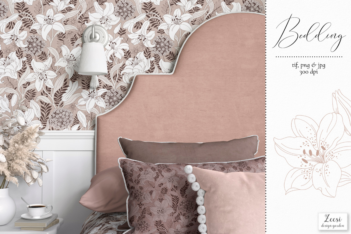 Ivory Lilies Pattern & Motifs, a Pattern Graphic by Zeesi Design Garden (Photo 4 of 11)