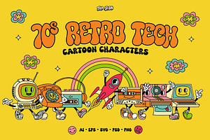 70s Retro Tech Cartoon Characters