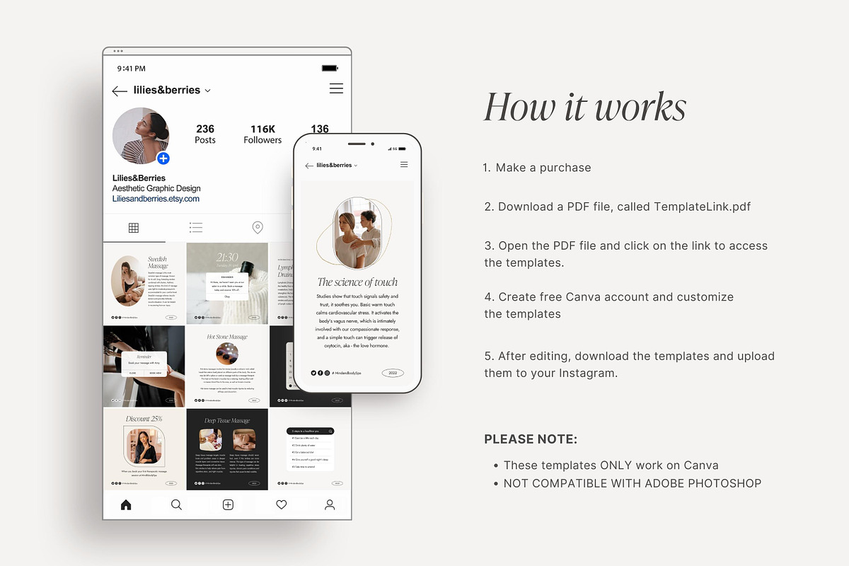 Canva Massage Therapist templates, a Social Media Template by LiliesandBerries (Photo 5 of 21)