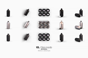 Plastic Metal Round Bottles Mockup